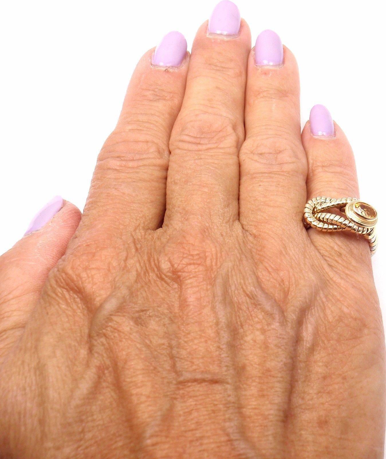 Cartier Citrine Stainless Steel Gold Hercules Knot Band Ring In New Condition In Southampton, PA
