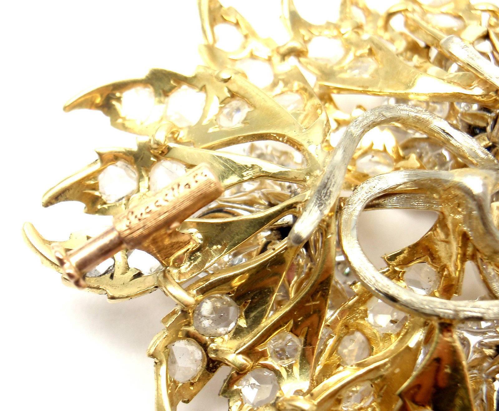 Women's or Men's Buccellati 6 Carats Diamonds Sapphire Large Gold Pin Brooch