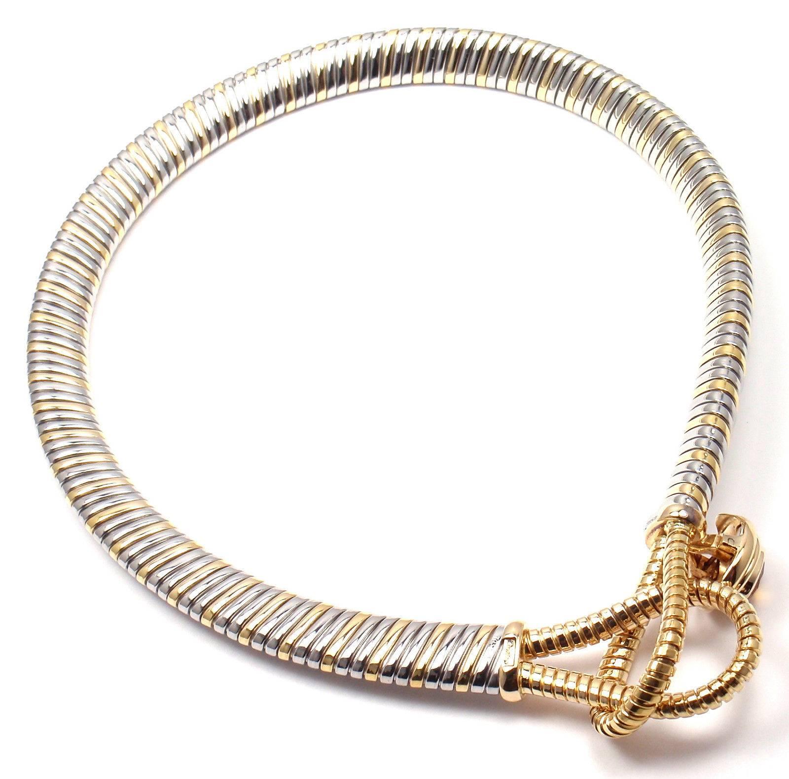 Cartier Citrine Gold Stainless Steel Hercules Knot Necklace In New Condition In Holland, PA