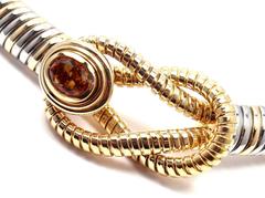 Cartier Citrine Gold Stainless Steel Hercules Knot Necklace