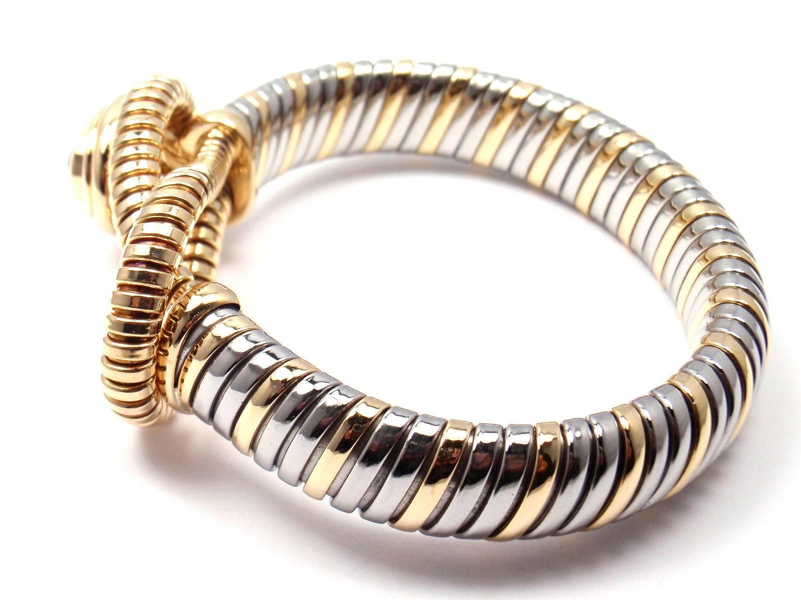 Women's or Men's Cartier Citrine Stainless Steel Gold Hercules Knot Bracelet