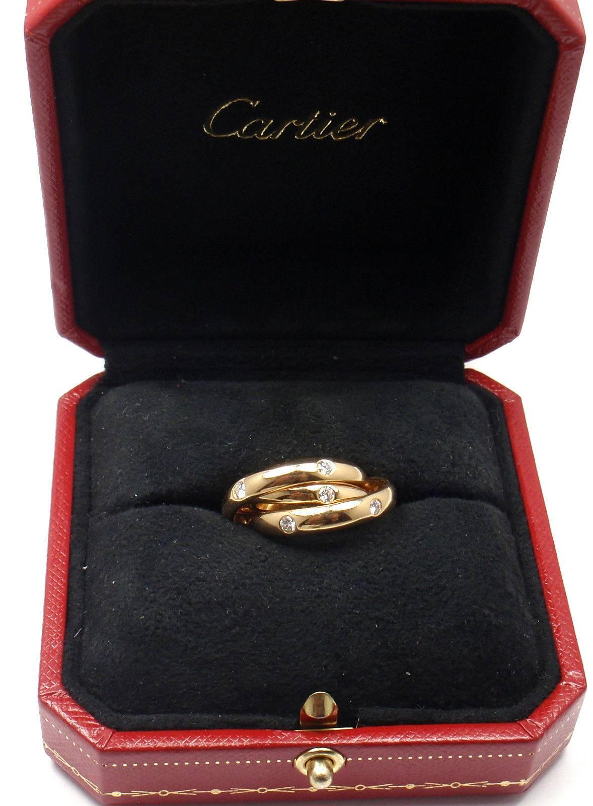 Cartier Diamond Gold Trinity 3 Band Ring 2