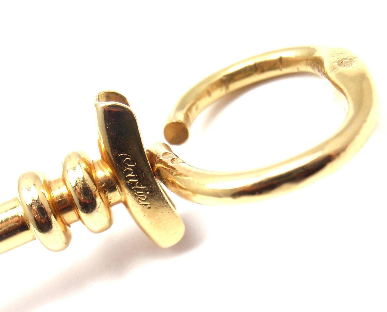 Women's or Men's Cartier Gold Key Charm Pendant