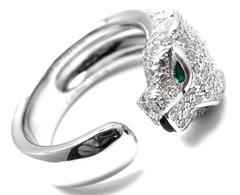 Cartier Panthere Onyx Emerald Diamond Gold Ring