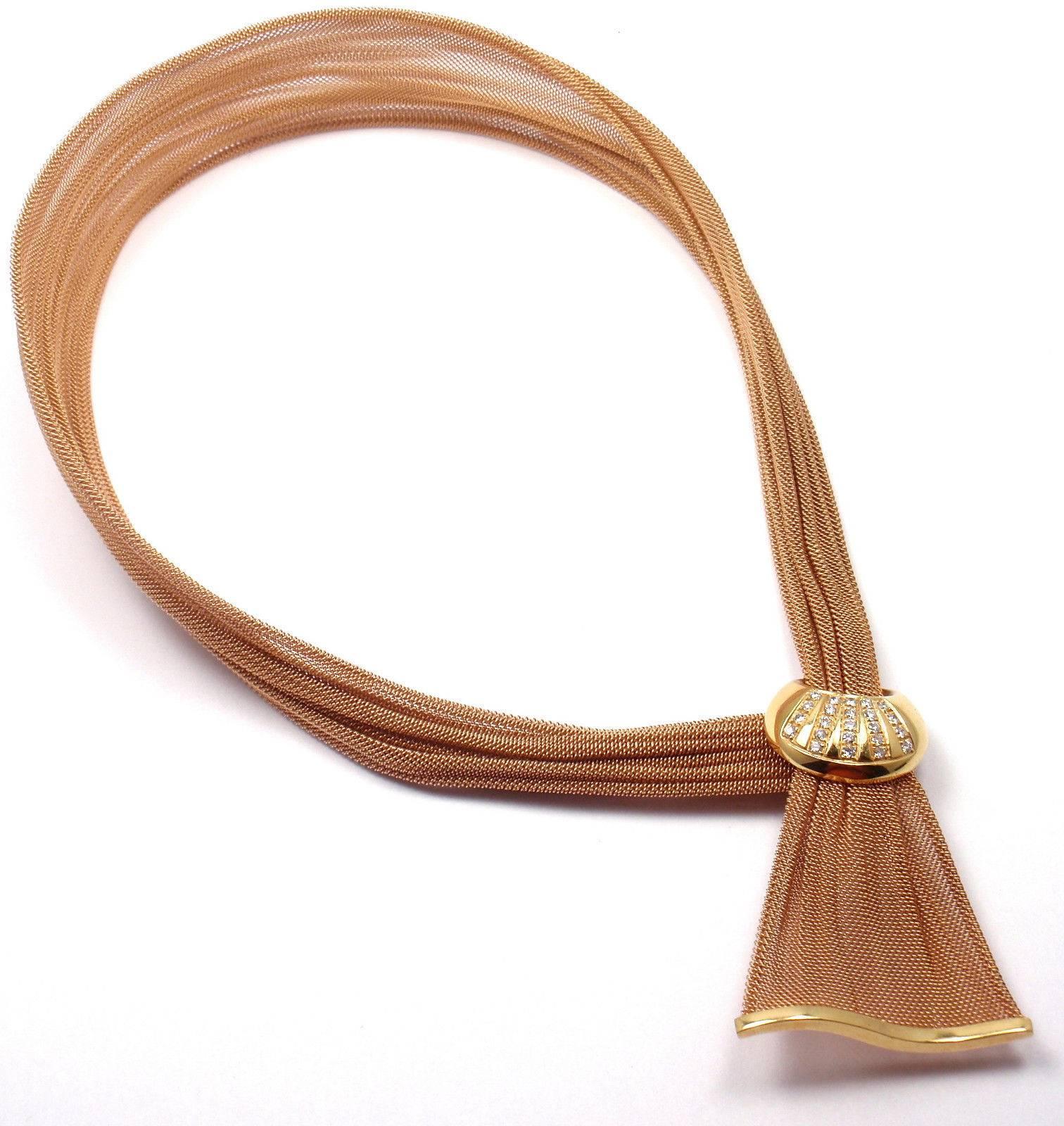 18k Rose Gold Diamond Mesh Trasparenze Necklace by Gemma Gioelli.
With 24 round brilliant cut diamonds VS1 clarity,
G color 

Details:
Length: 18.5