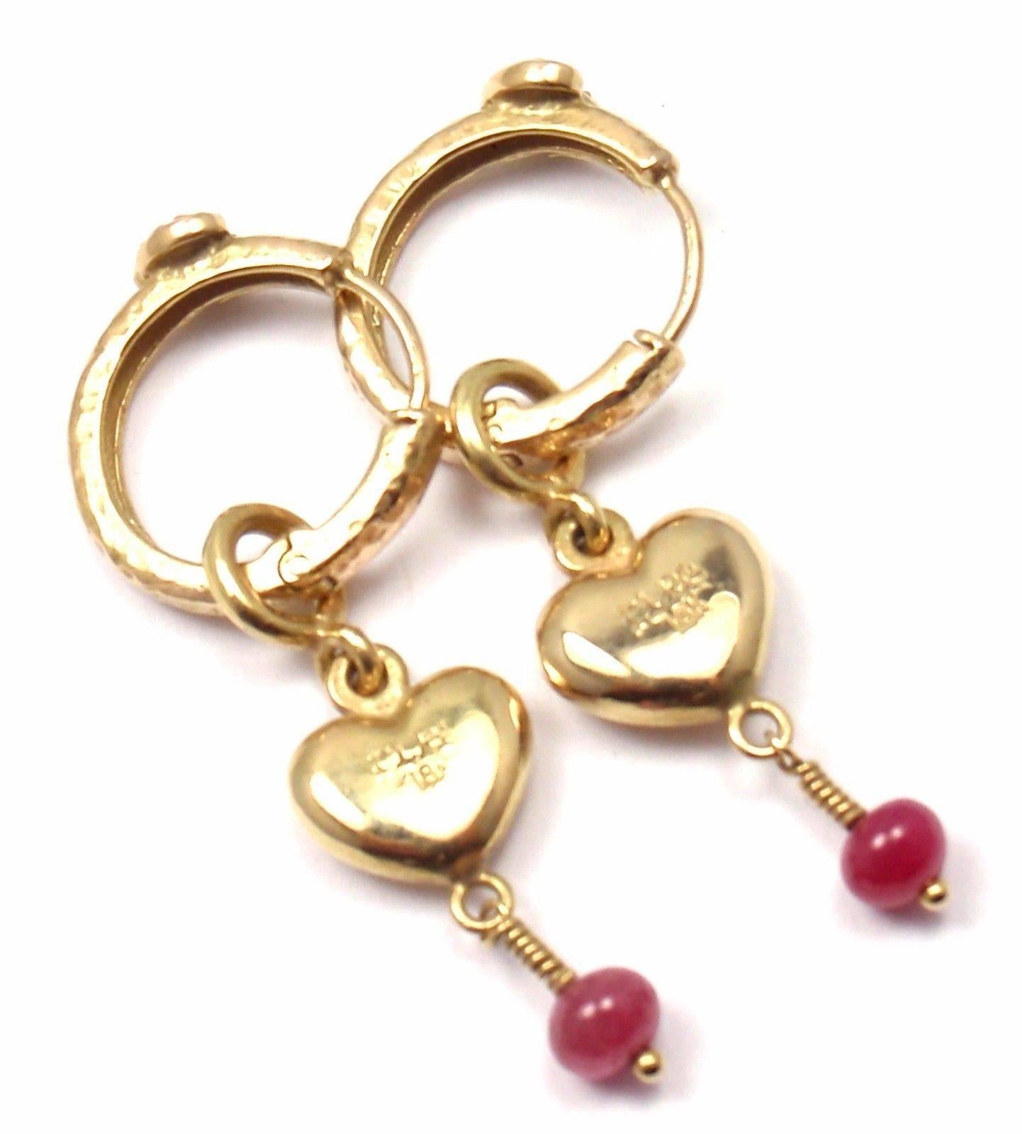 Loree Rodkin Ruby Heart Enhancers Gold Hoop Earrings 2