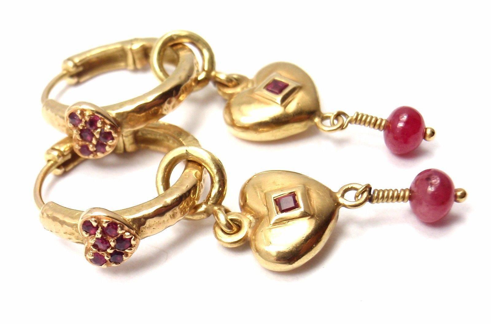 Loree Rodkin Ruby Heart Enhancers Gold Hoop Earrings 3