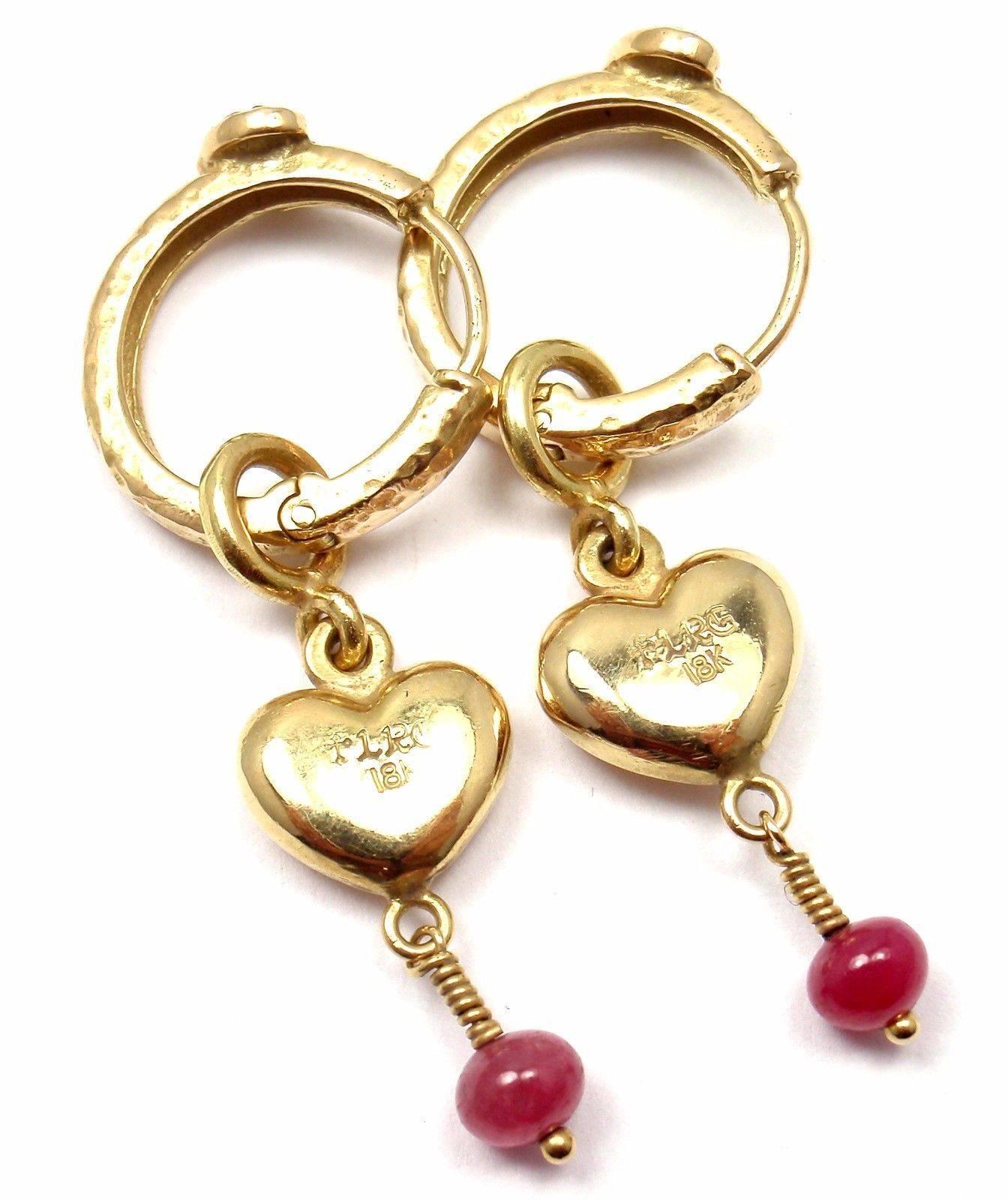 Loree Rodkin Ruby Heart Enhancers Gold Hoop Earrings 4