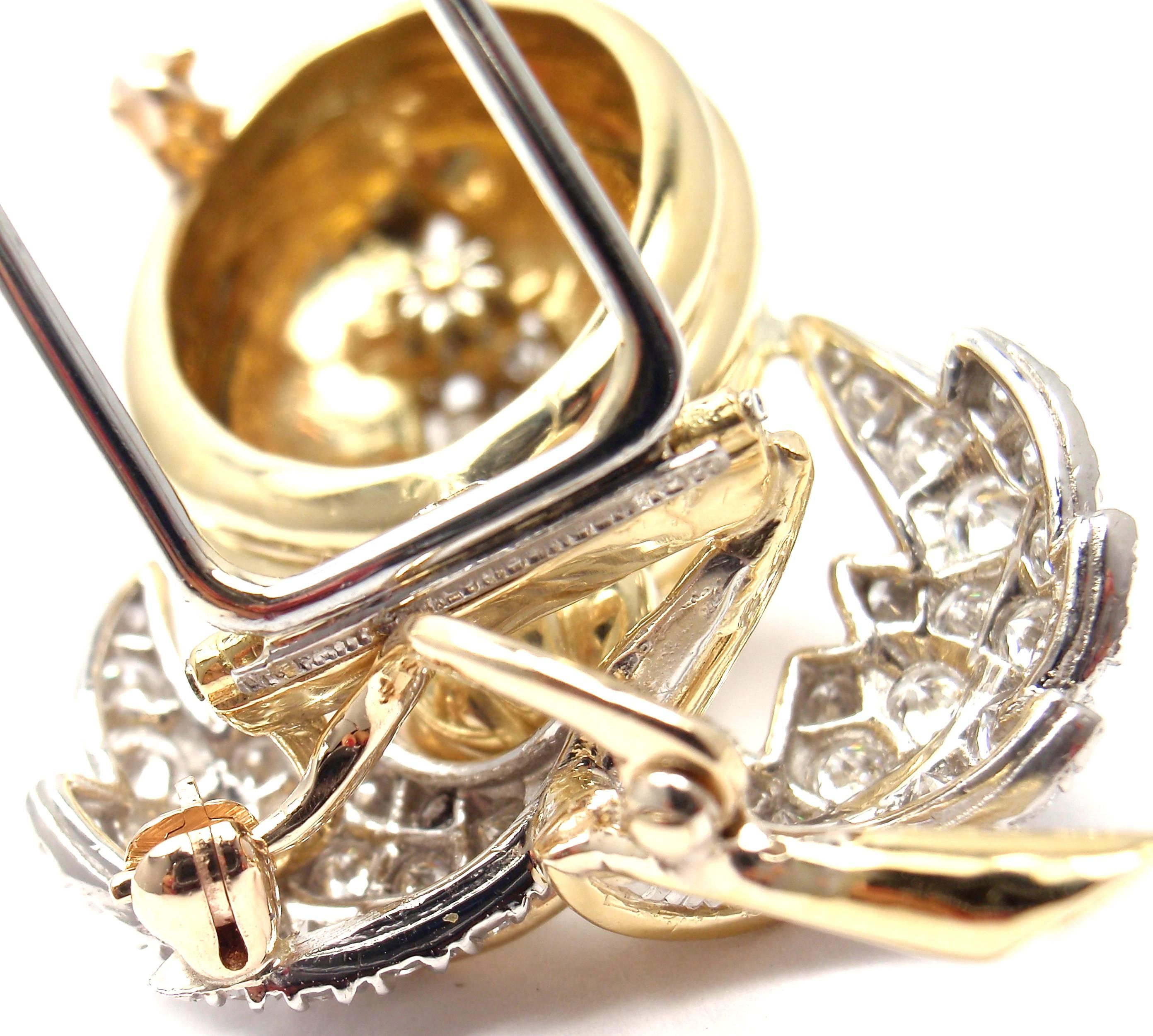 Tiffany & Co. Schlumberger Diamond Gold Platinum Acorn Pin Brooch 4