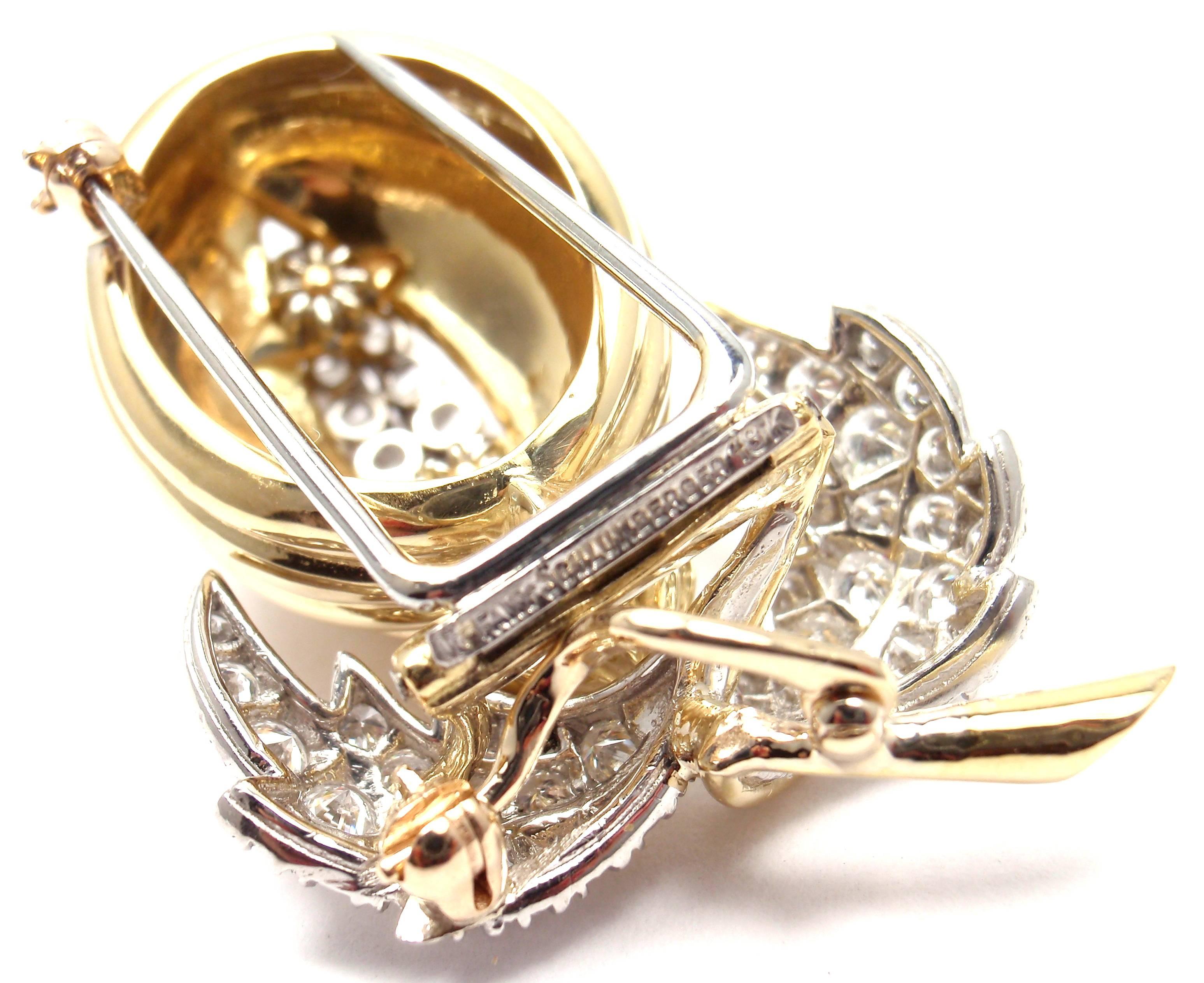 Tiffany & Co. Schlumberger Diamond Gold Platinum Acorn Pin Brooch 1
