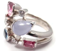 Cartier Meli Melo Chalcedony Tourmaline Garnet Diamond Platinum Ring