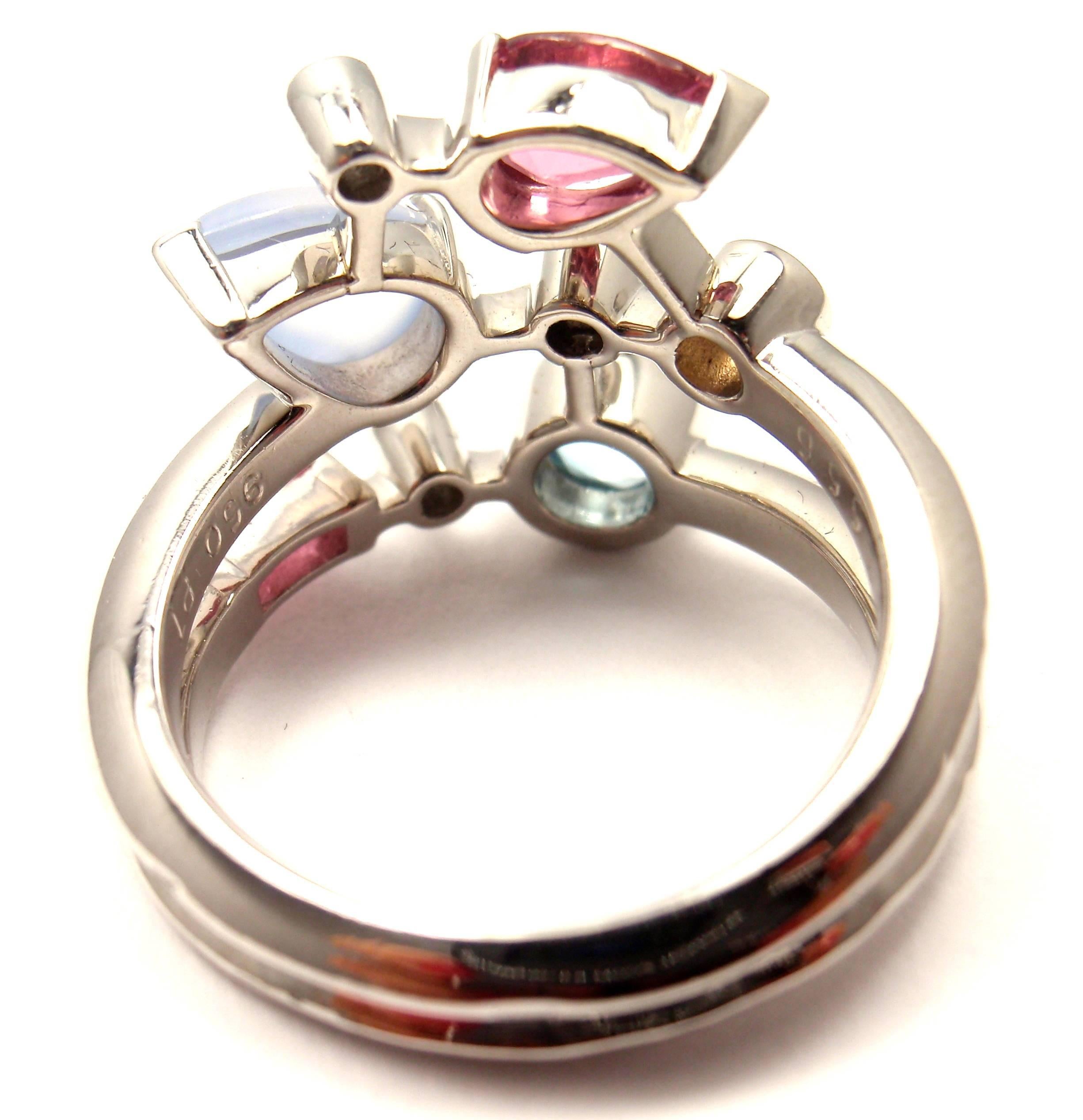 Women's or Men's Cartier Meli Melo Chalcedony Tourmaline Garnet Diamond Platinum Ring For Sale