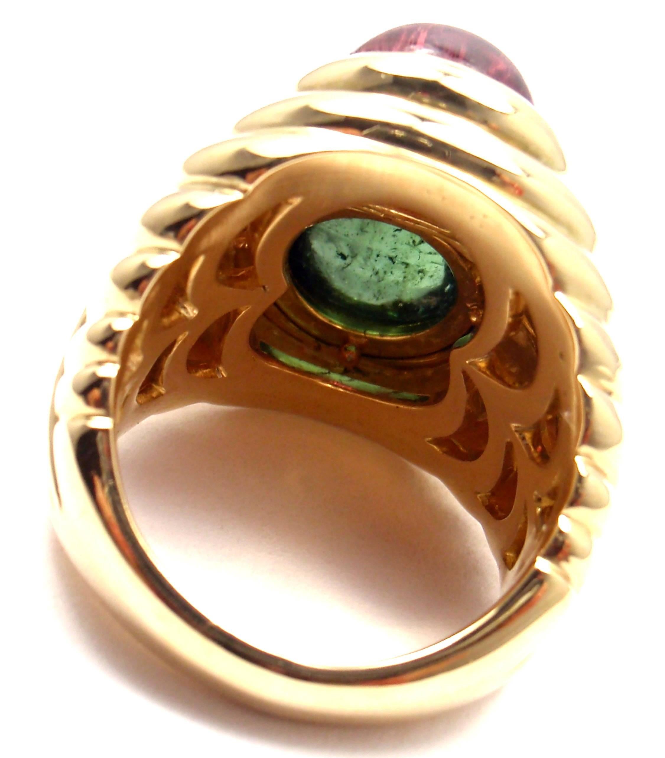 Bulgari Pink and Green Tourmaline Gold Ring 3