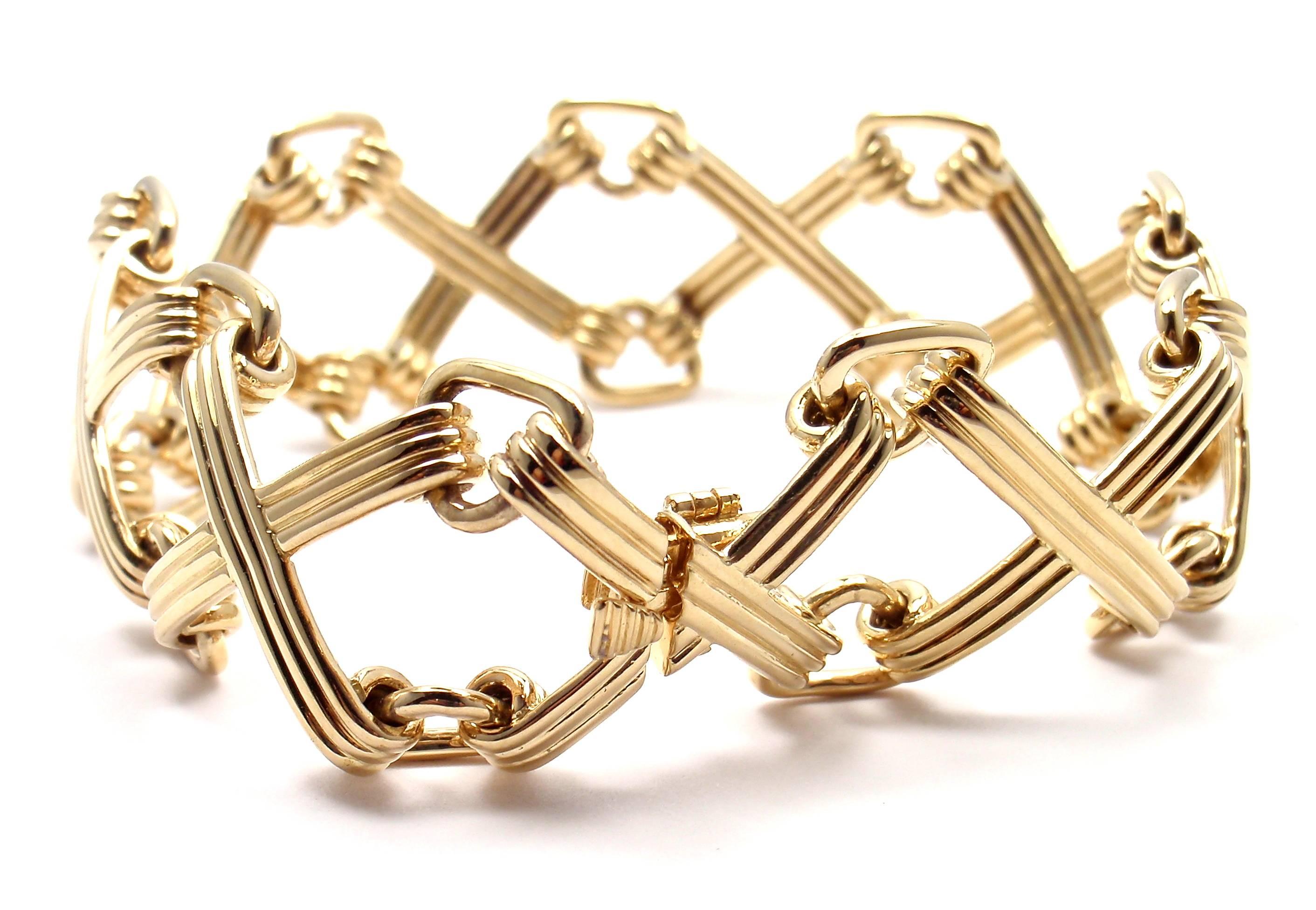 Tiffany & Co. Schlumberger X and Triangle Link Gold Bracelet 3