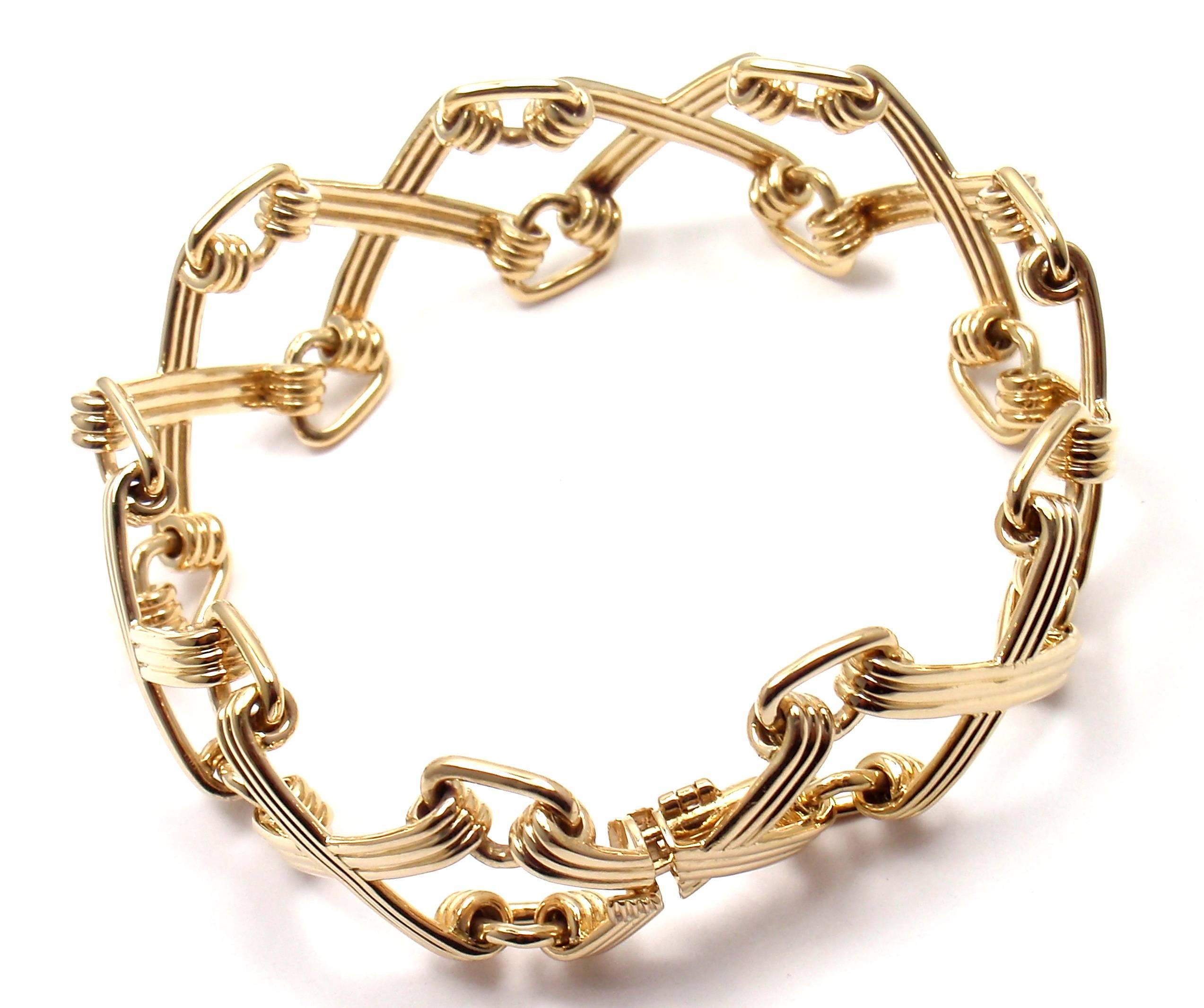 Tiffany & Co. Schlumberger X and Triangle Link Gold Bracelet In New Condition In Holland, PA