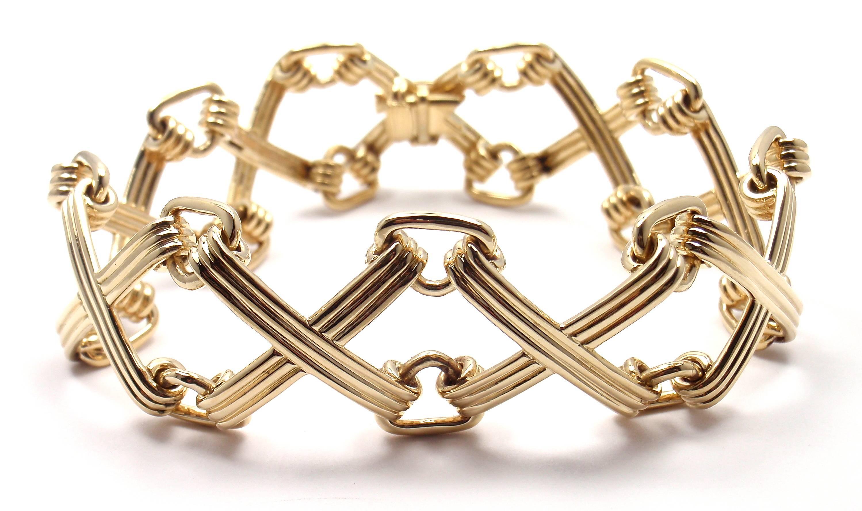 Tiffany & Co. Schlumberger X and Triangle Link Gold Bracelet 5