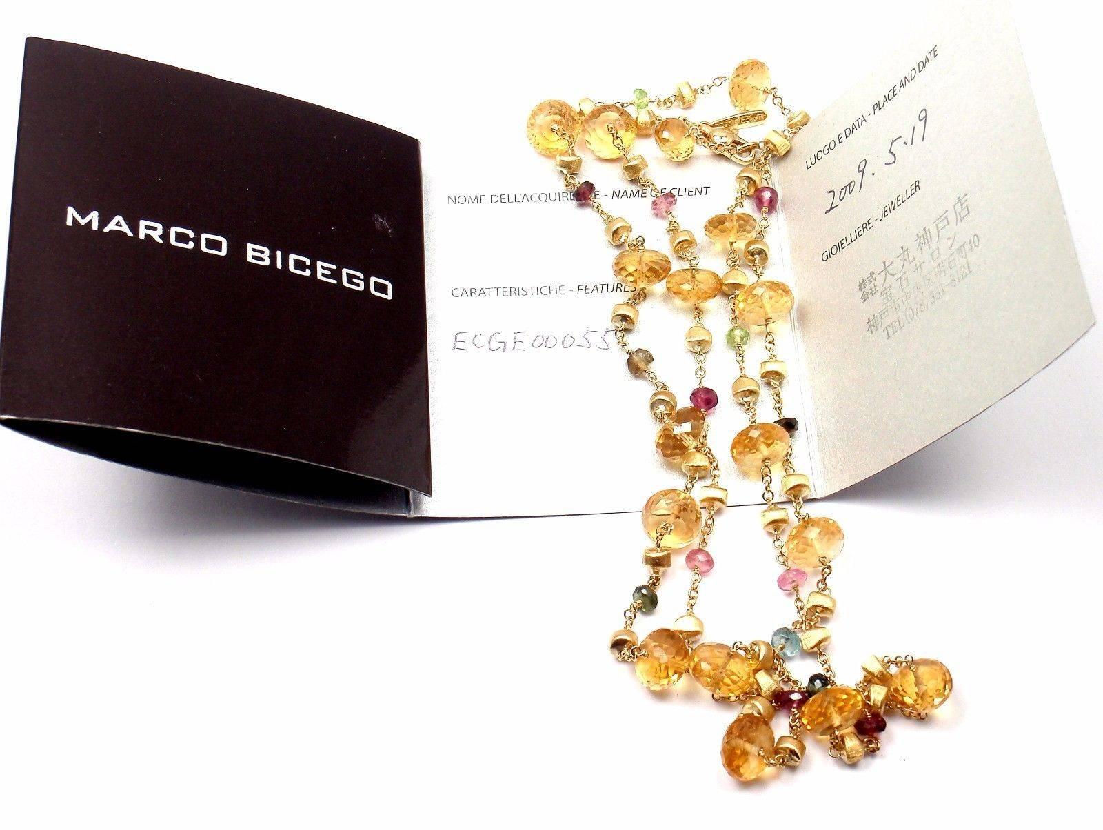 Marco Bicego Paradise Citrine Peridot Tourmaline Gold Long Necklace In New Condition In Southampton, PA