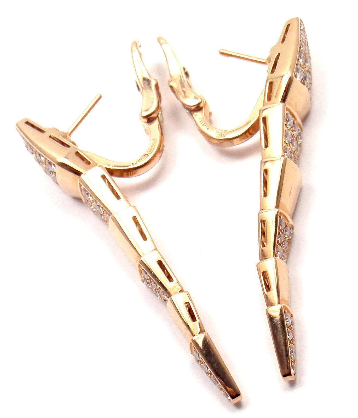 Bulgari Diamond Gold Serpenti Snake Long Earrings In New Condition In Holland, PA