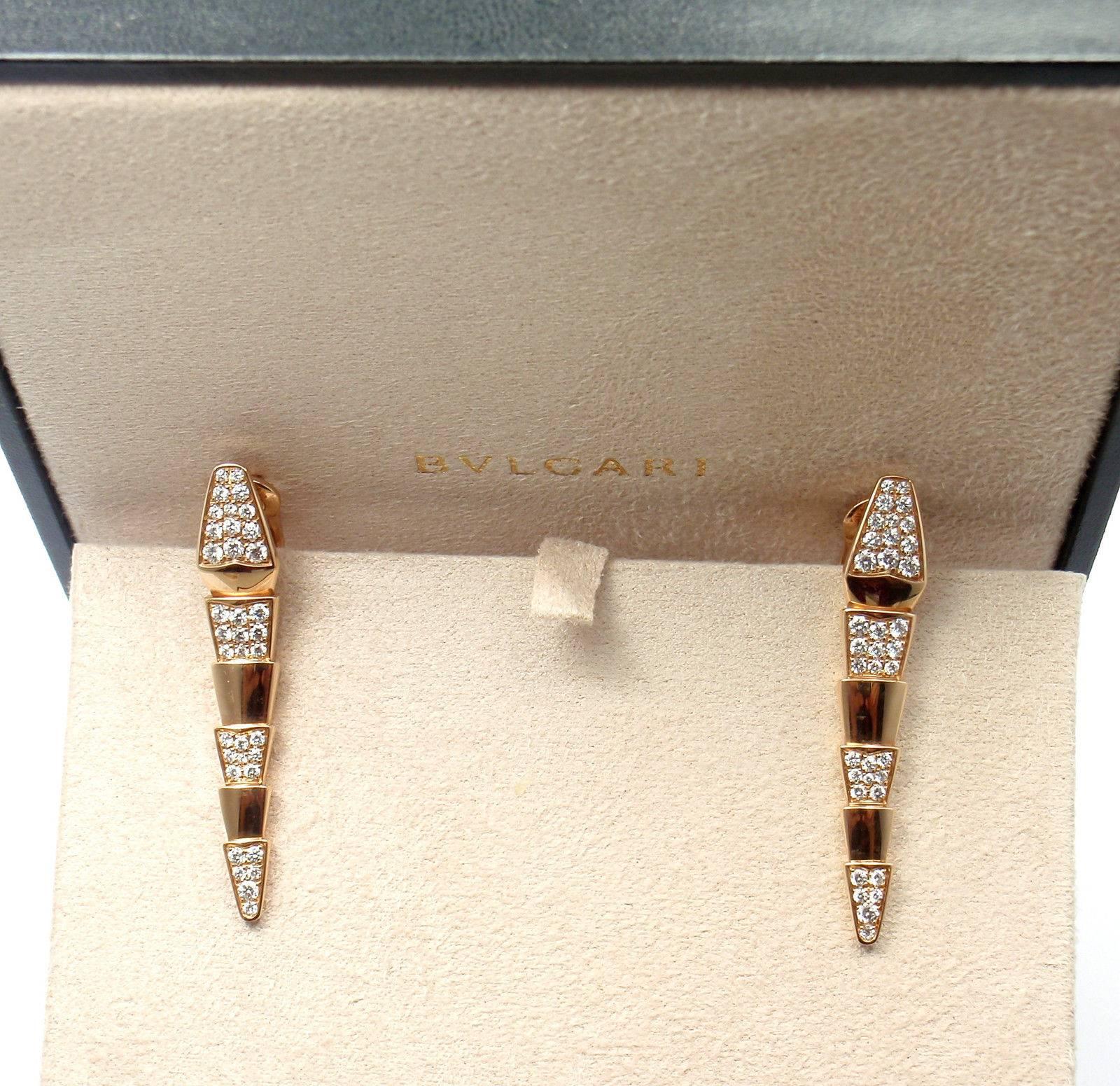 Bulgari Diamond Gold Serpenti Snake Long Earrings 2