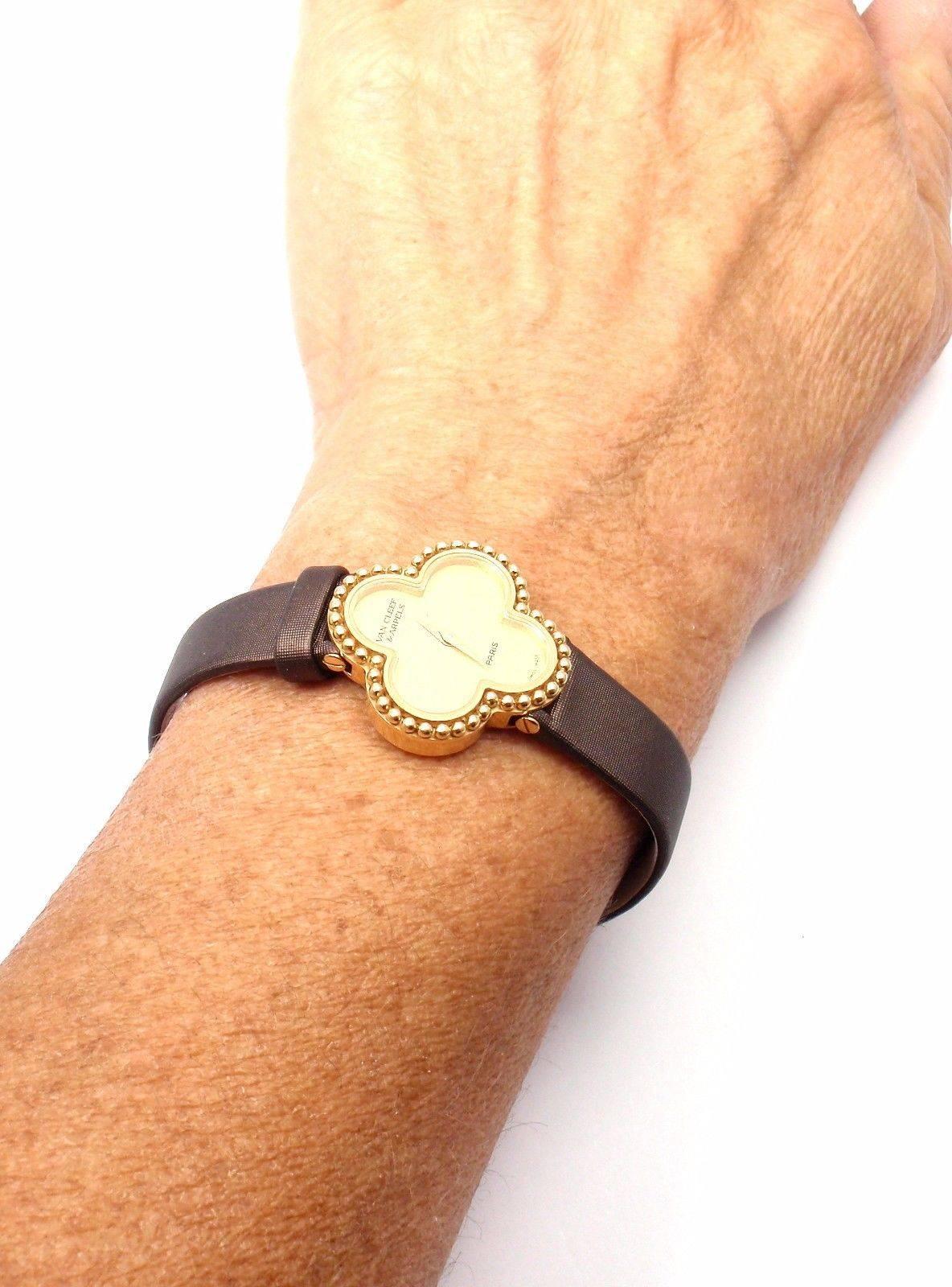 Van Cleef & Arpels Ladies Yellow Gold Vintage Alhambra Quartz Wristwatch 6