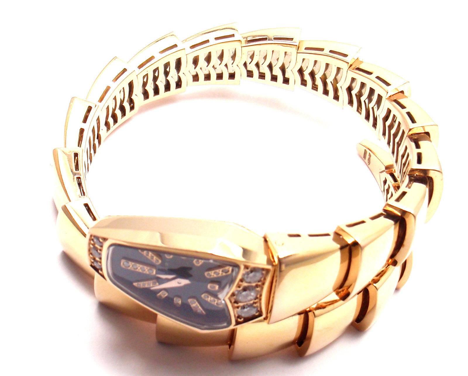 Women's or Men's Bulgari Rose Gold Diamond Serpenti Snake Bracelet Wristwatch