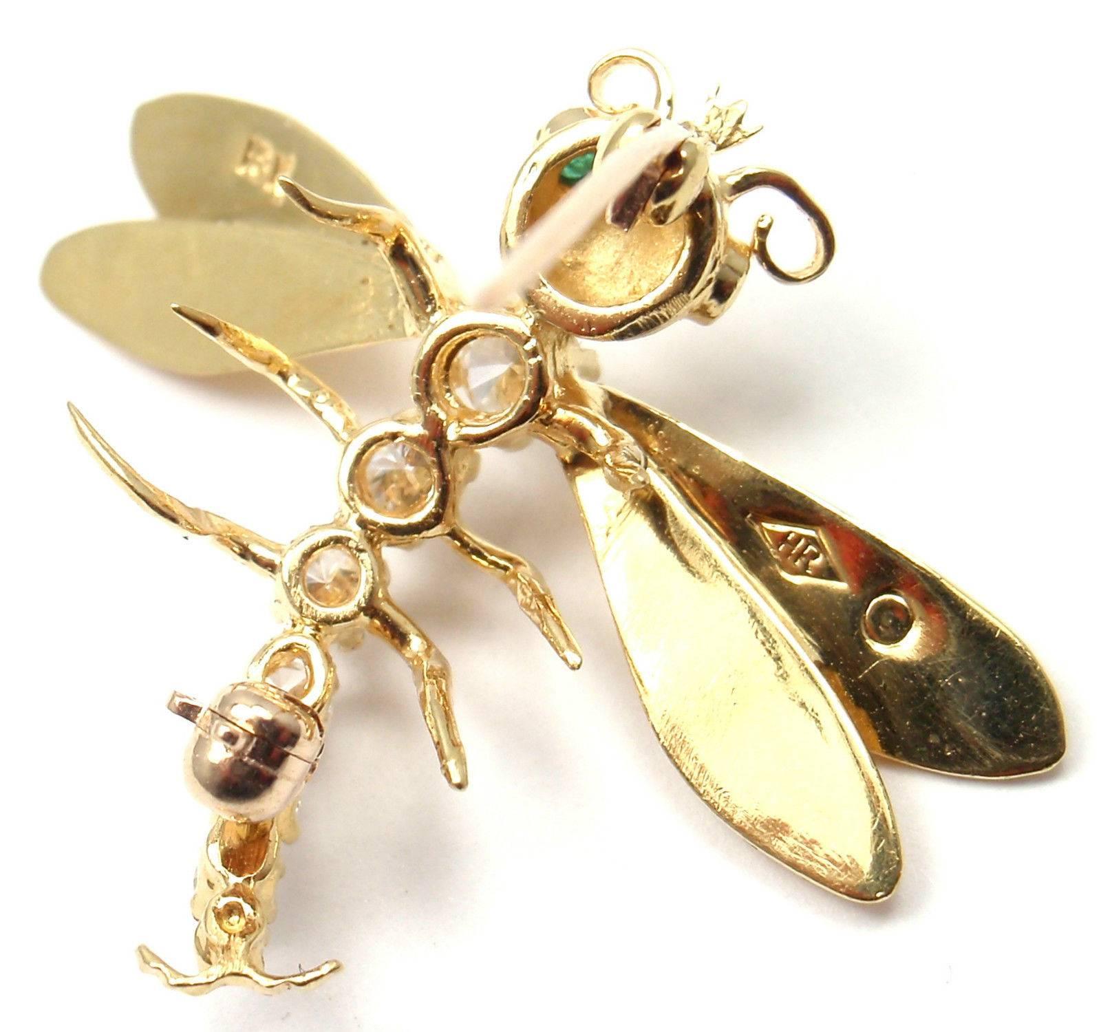 Herbert Rosenthal Diamond Gold Dragonfly Pin Brooch In New Condition In Holland, PA