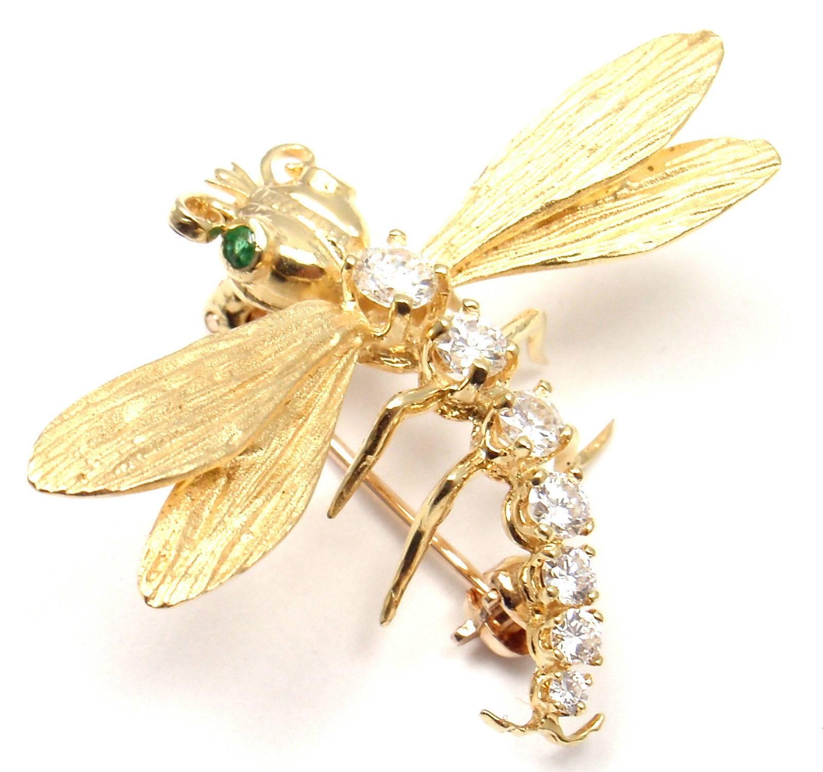 Women's or Men's Herbert Rosenthal Diamond Gold Dragonfly Pin Brooch