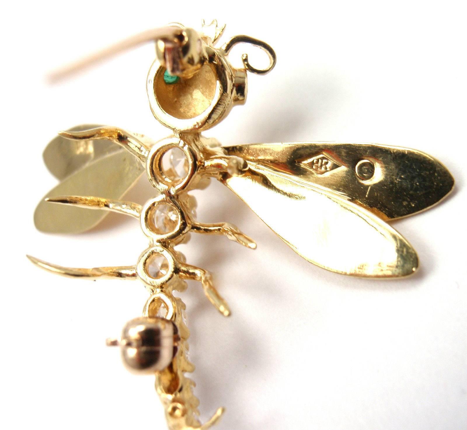 Herbert Rosenthal Diamond Gold Dragonfly Pin Brooch 1
