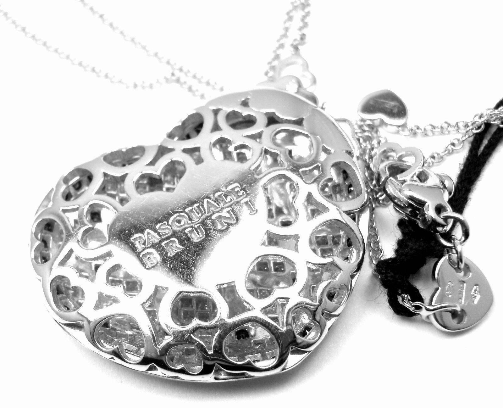 Women's or Men's Pasquale Bruni Lulu Sapphire Diamond Gold Large Heart Pendant Necklace