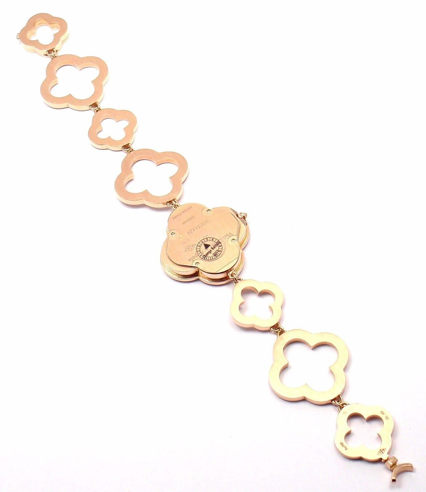  Van Cleef & Arpels Montre-bracelet Alhambra Vintage en or rose et diamant en nacre Unisexe 