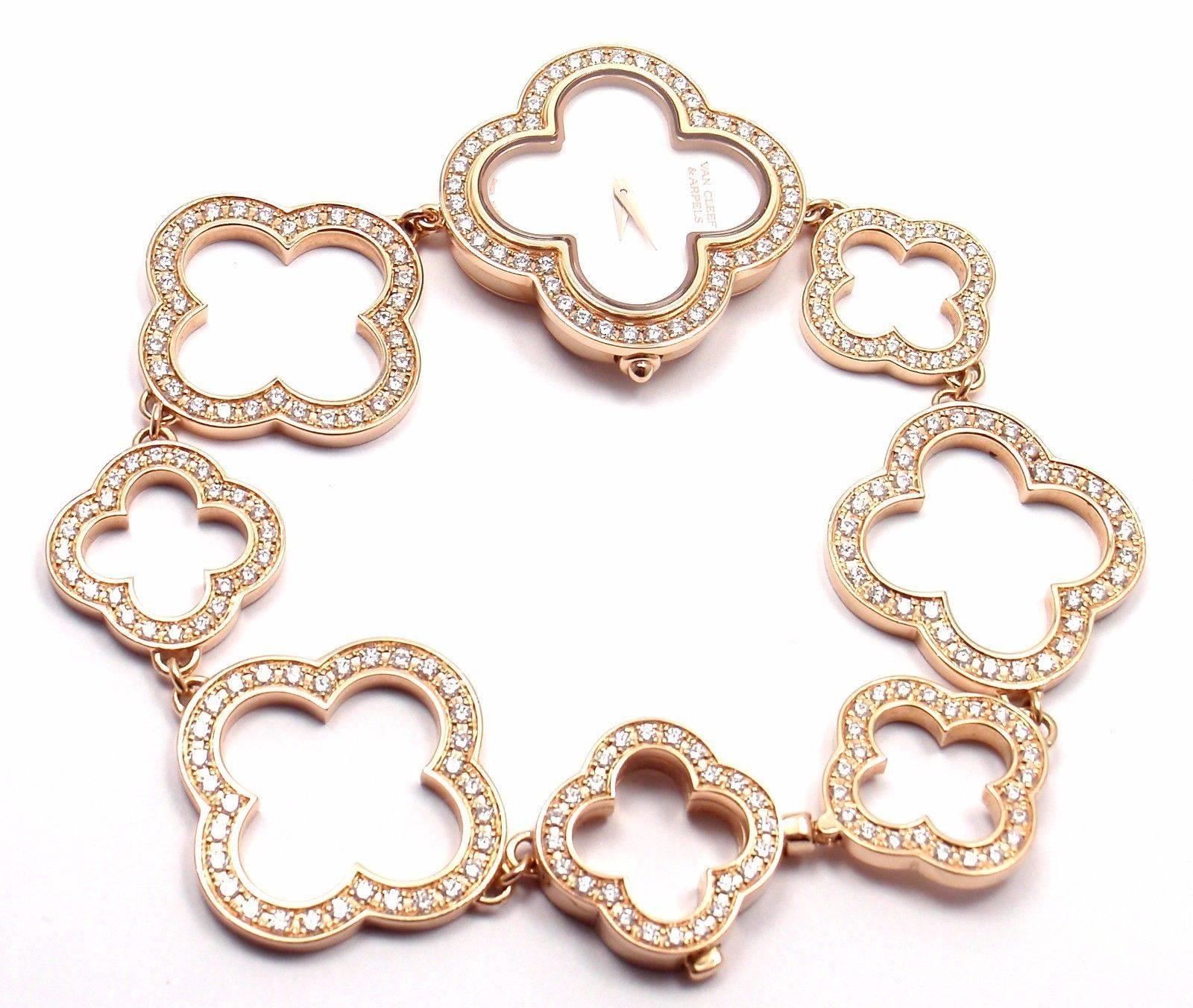 Van Cleef & Arpels Montre-bracelet Alhambra Vintage en or rose et diamant en nacre 1