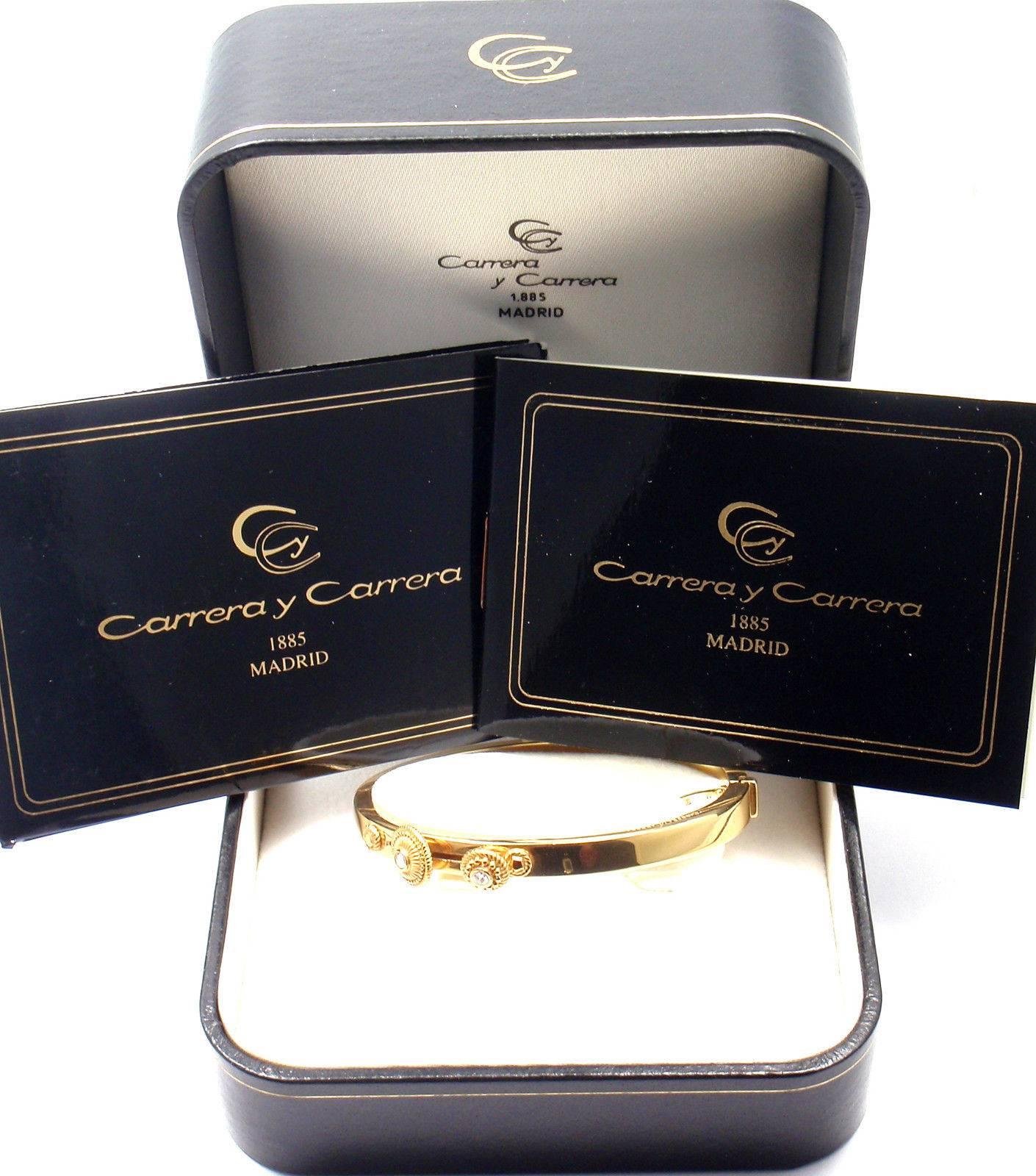 Carrera Y Carrera Diamond Spinning Circle Yellow Gold Bangle Bracelet 2