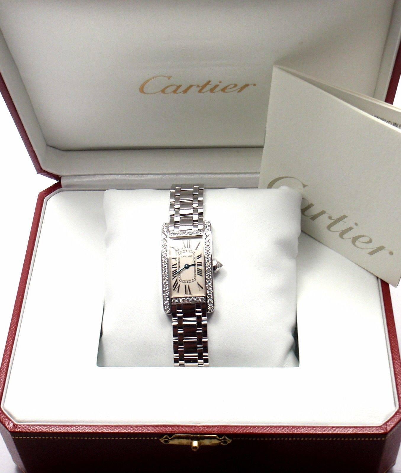 Cartier Ladies White Gold Diamond Tank Americaine Quartz Wristwatch Ref 113119LX 5