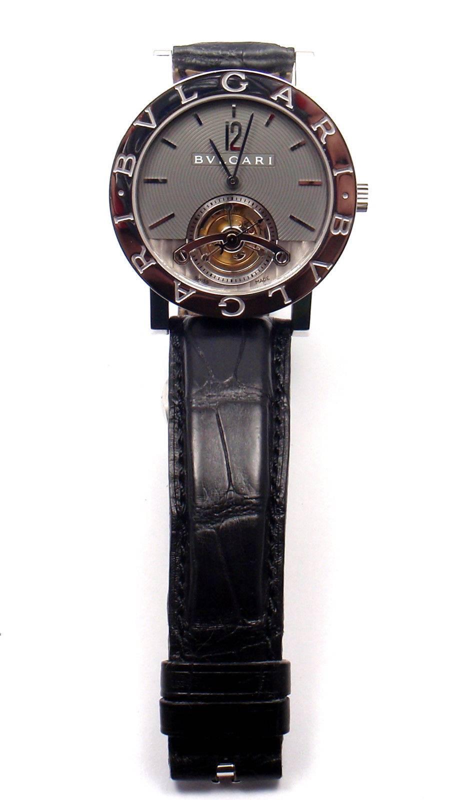 Women's or Men's Bulgari White Gold Tourbillon Ltd Ed Power Reserve Wristwatch Ref BBW38GLTB