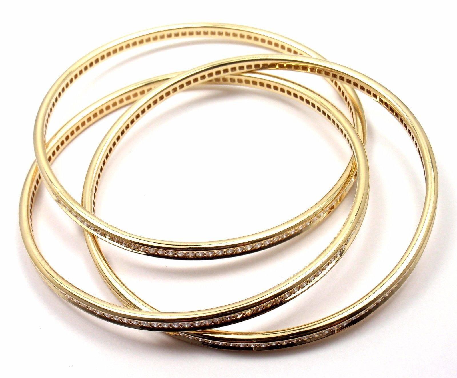 Cartier Trinity Diamond Gold Bangle Bracelet In New Condition In Southampton, PA