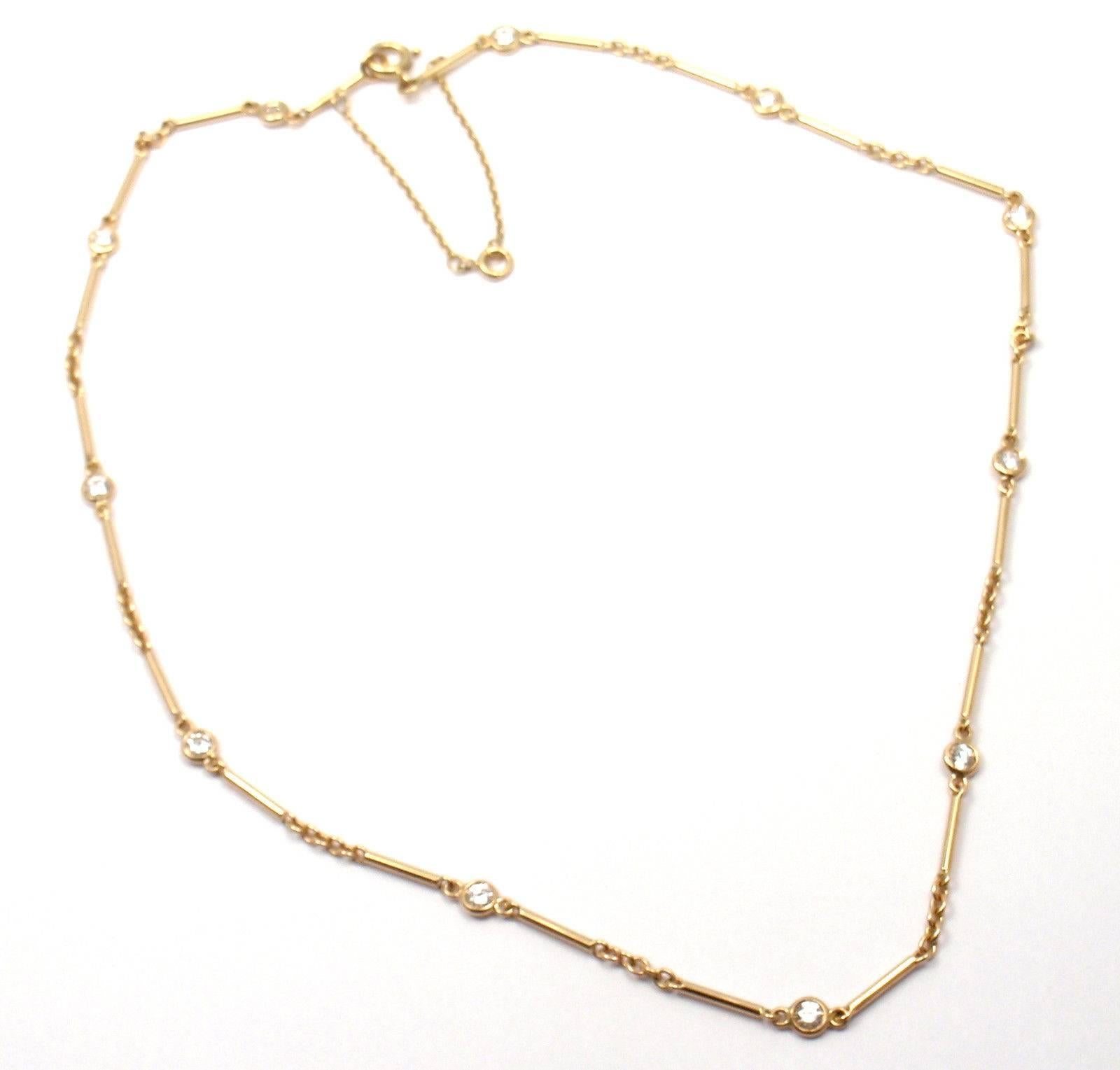 Women's or Men's Cartier Diamond By The Yard Choker Yellow Gold Necklace