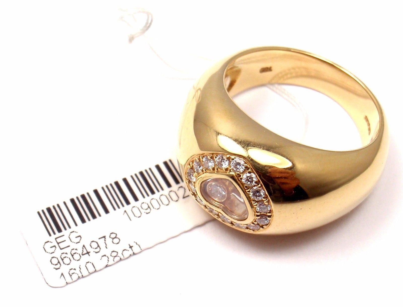 Women's or Men's Chopard Happy Diamond Heart Yellow Gold Band Ring