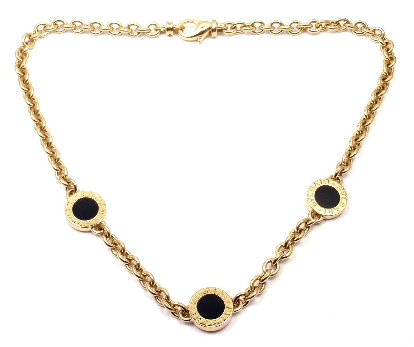 Bulgari Halskette aus Gelbgold mit schwarzem Onyx und Gliedern 4