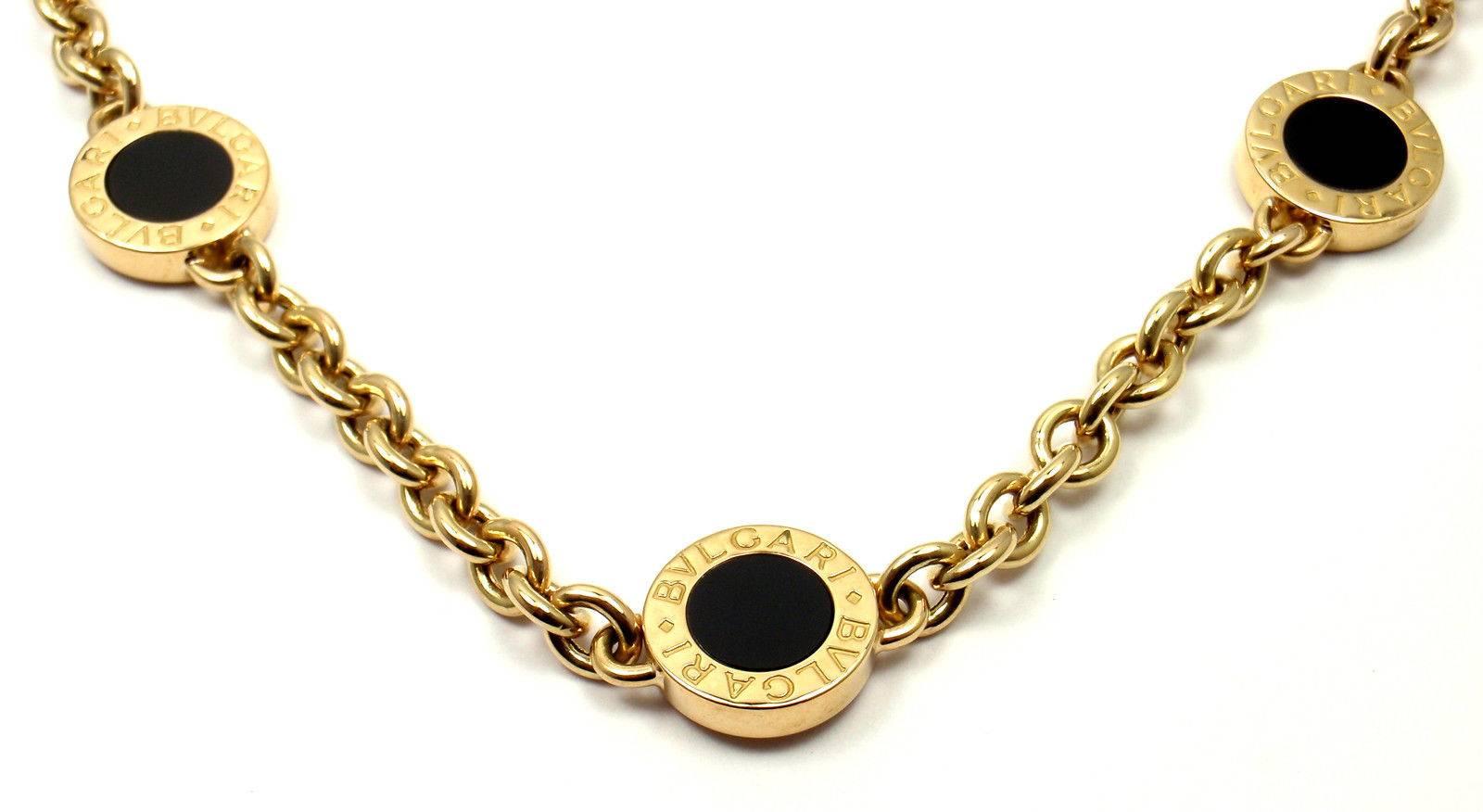 Bulgari Halskette aus Gelbgold mit schwarzem Onyx und Gliedern für Damen oder Herren