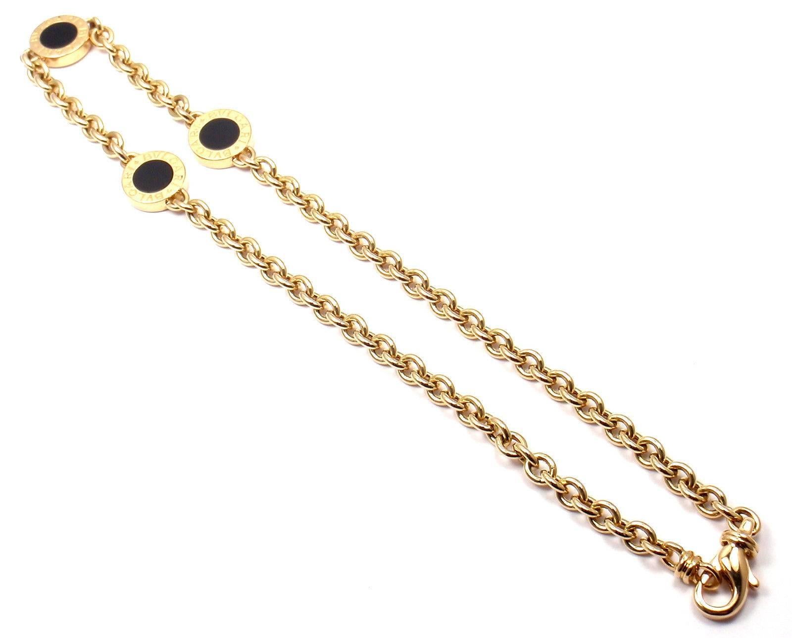 Bulgari Halskette aus Gelbgold mit schwarzem Onyx und Gliedern 1