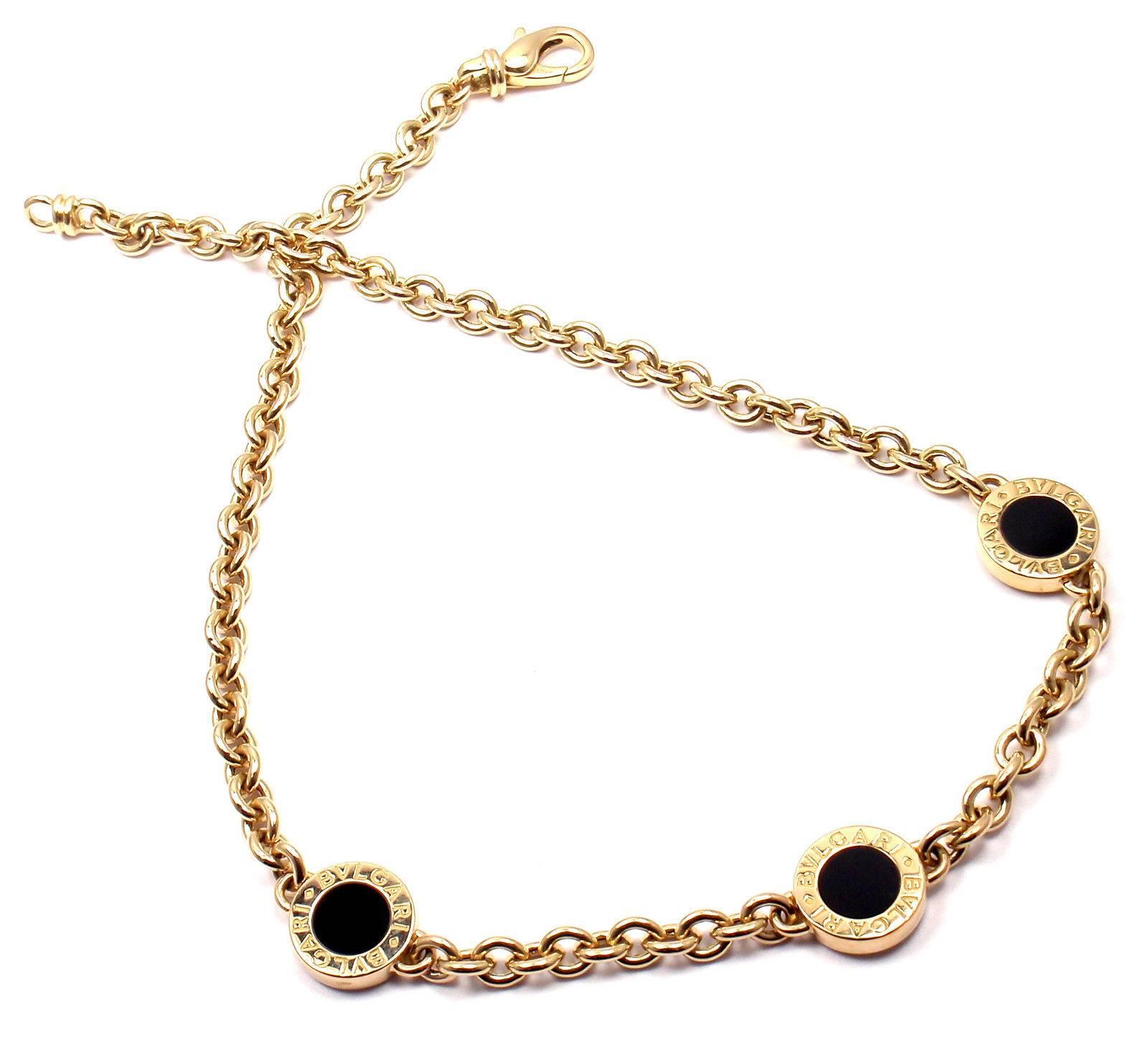 Bulgari Halskette aus Gelbgold mit schwarzem Onyx und Gliedern im Zustand „Neu“ in Southampton, PA
