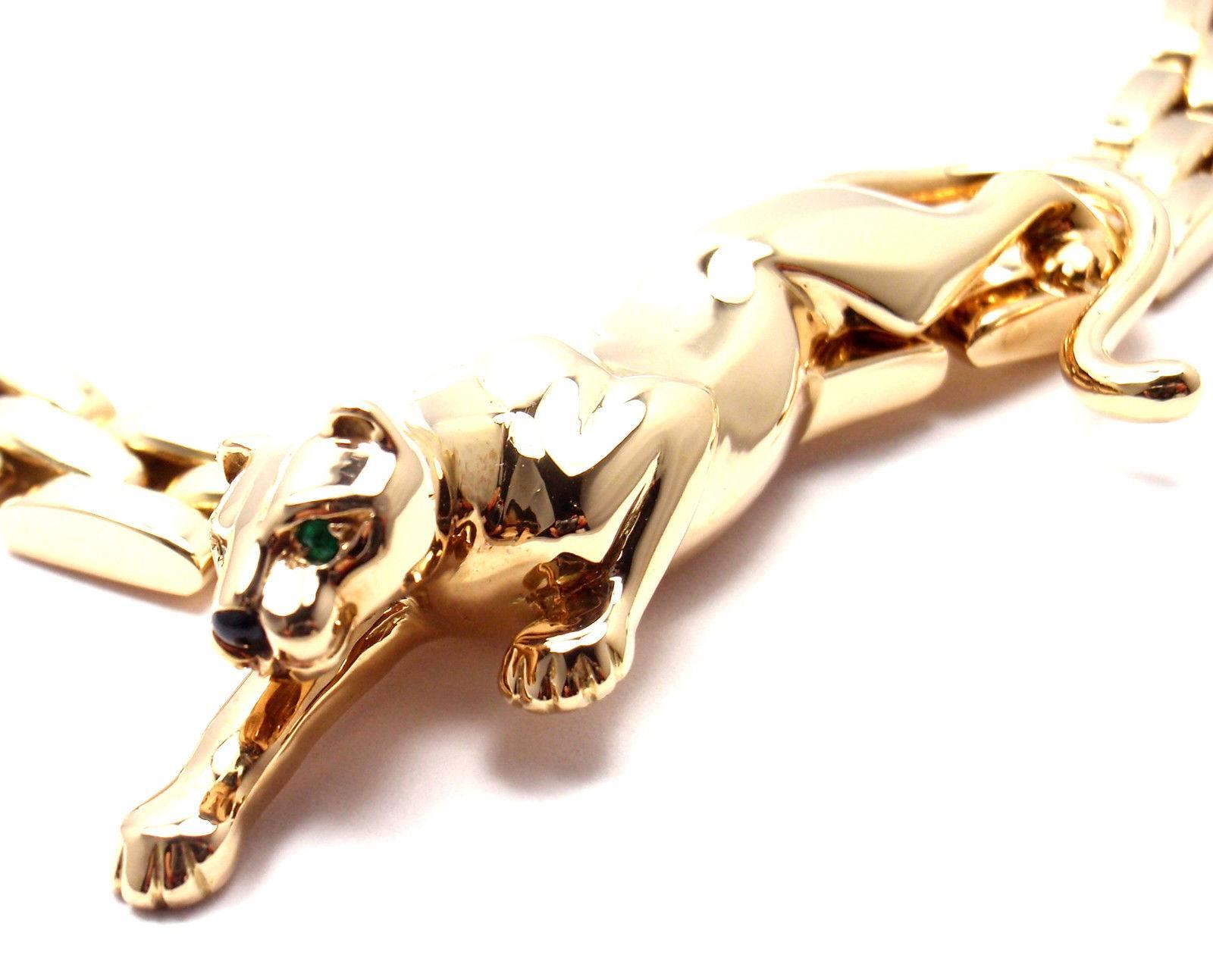Cartier 3 Row Maillon Panthere Panther Gelbgold Link Halskette 2