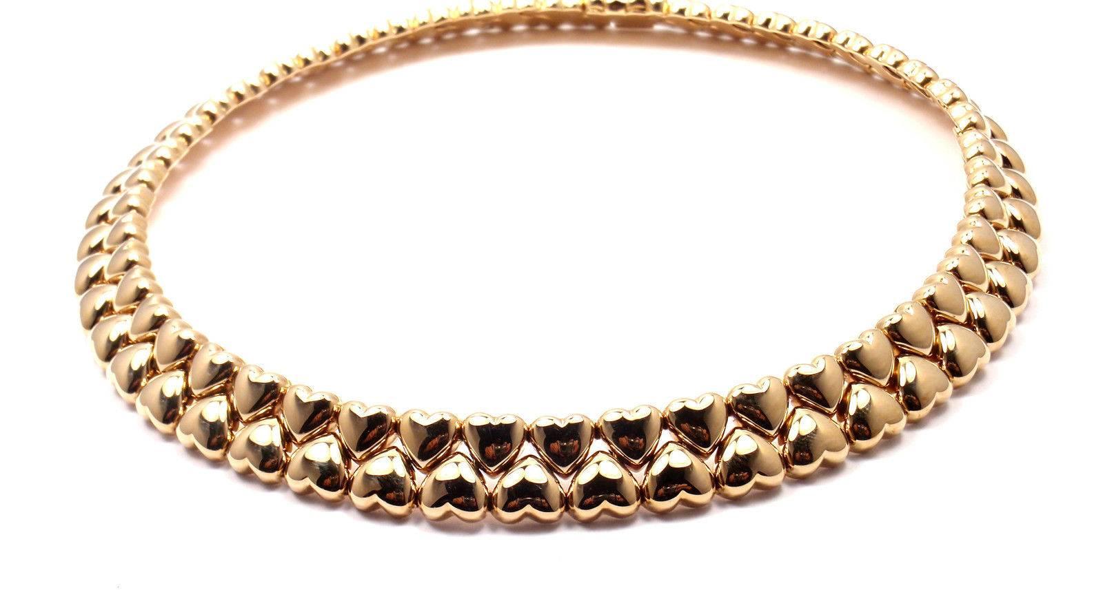 Women's or Men's Cartier Heart Choker Yellow Gold Necklace
