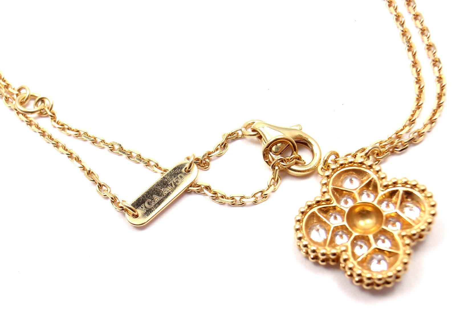 Van Cleef & Arpels Vintage Alhambra Diamant Gelbgold-Anhänger Halskette für Damen oder Herren