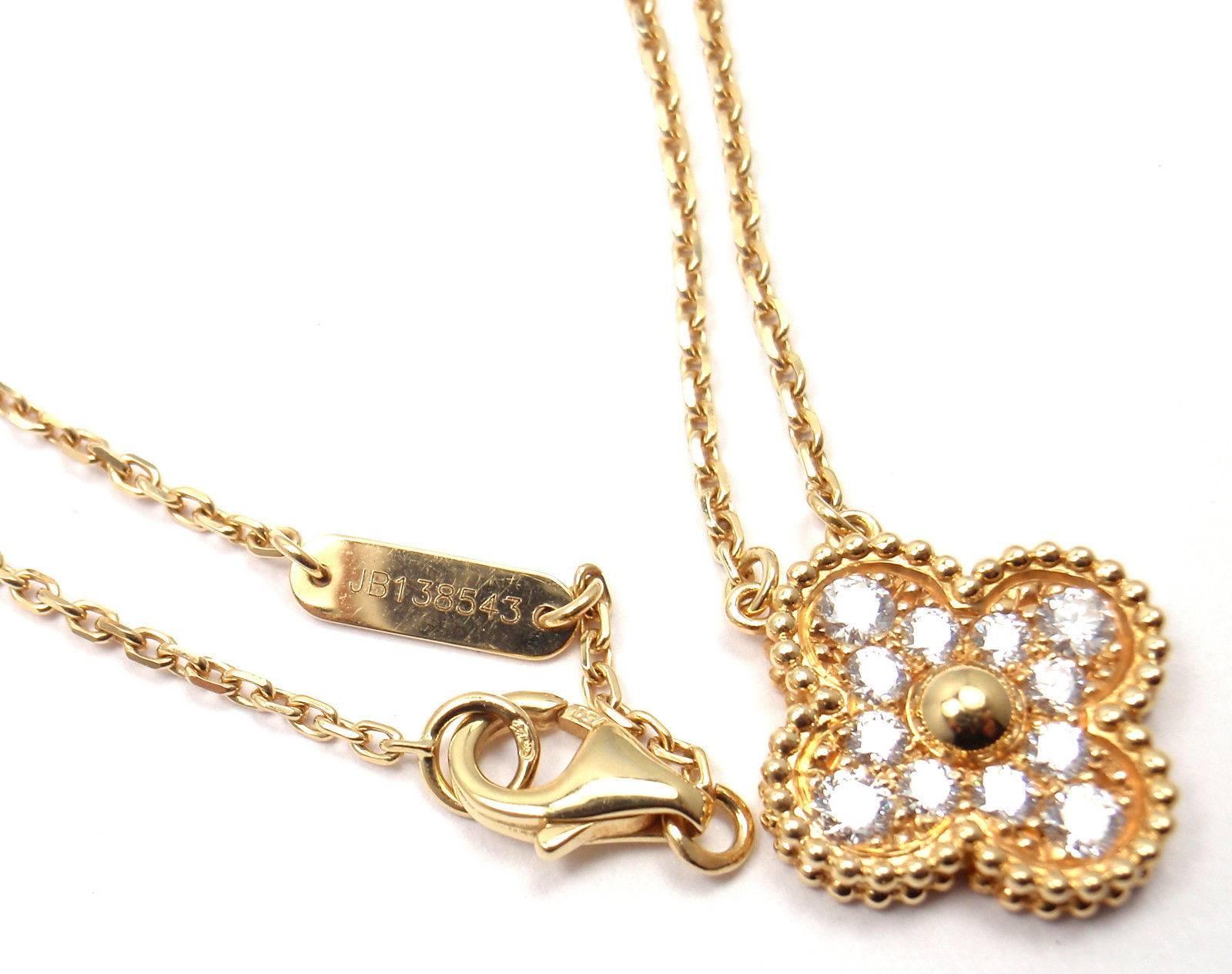 Van Cleef & Arpels Vintage Alhambra Diamant Gelbgold-Anhänger Halskette im Zustand „Neu“ in Southampton, PA