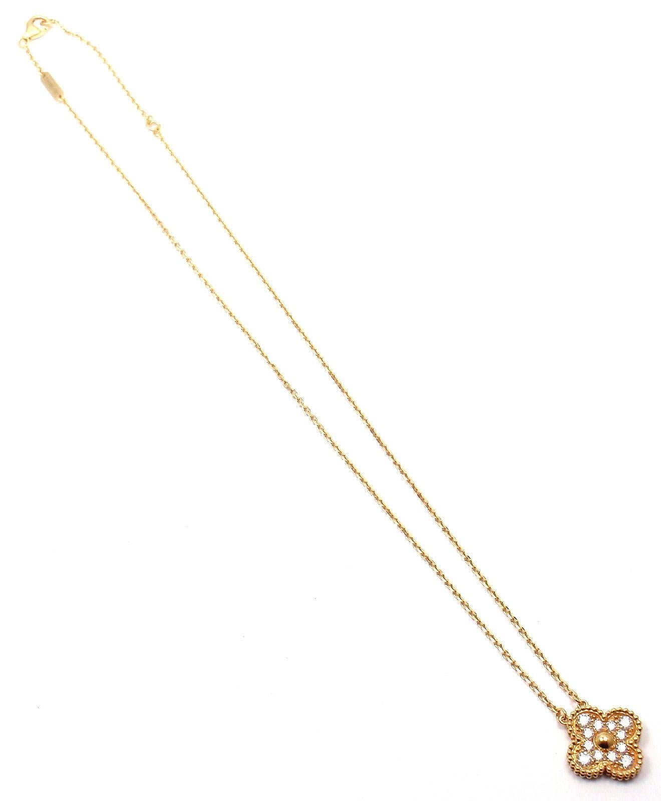 Van Cleef & Arpels Vintage Alhambra Diamant Gelbgold-Anhänger Halskette 5
