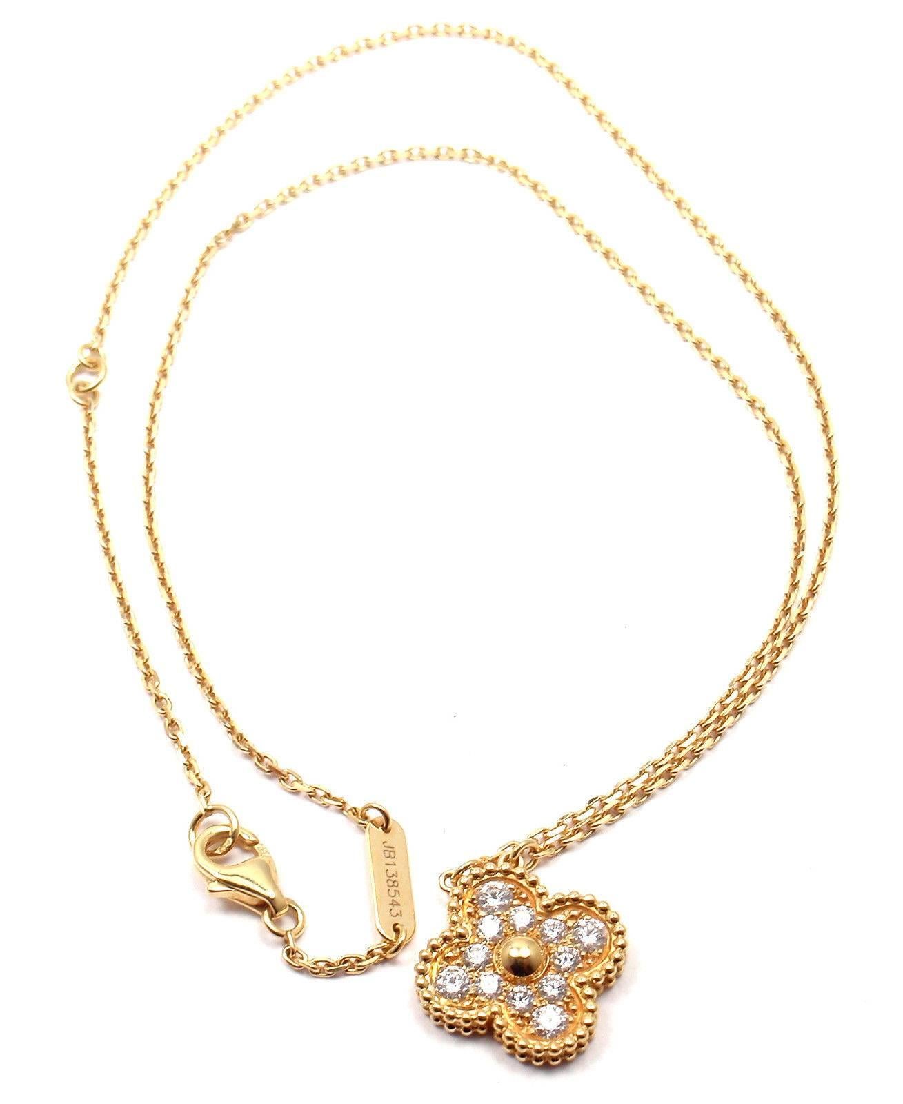 Van Cleef & Arpels Vintage Alhambra Diamant Gelbgold-Anhänger Halskette 2