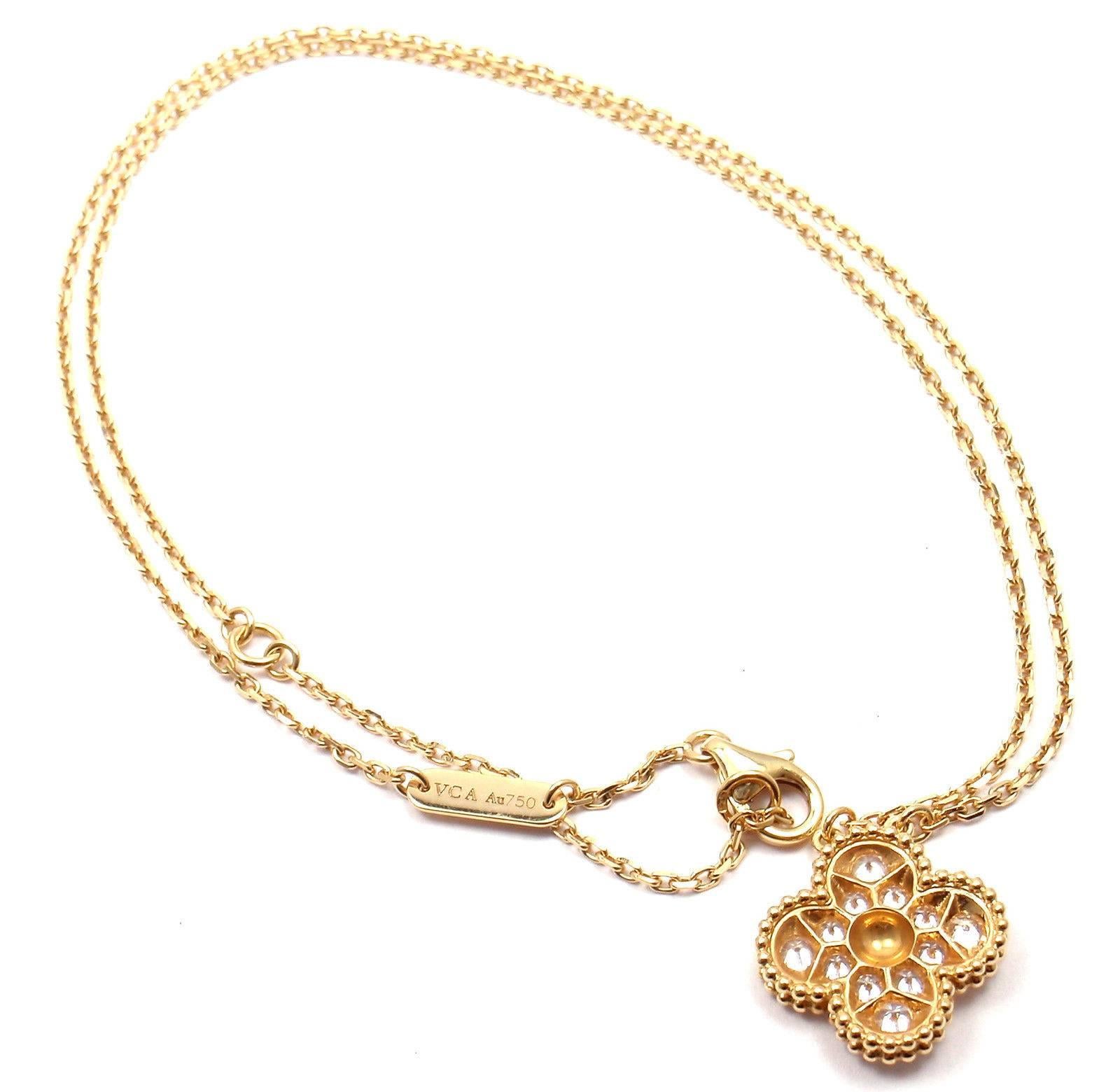Van Cleef & Arpels Vintage Alhambra Diamant Gelbgold-Anhänger Halskette 3