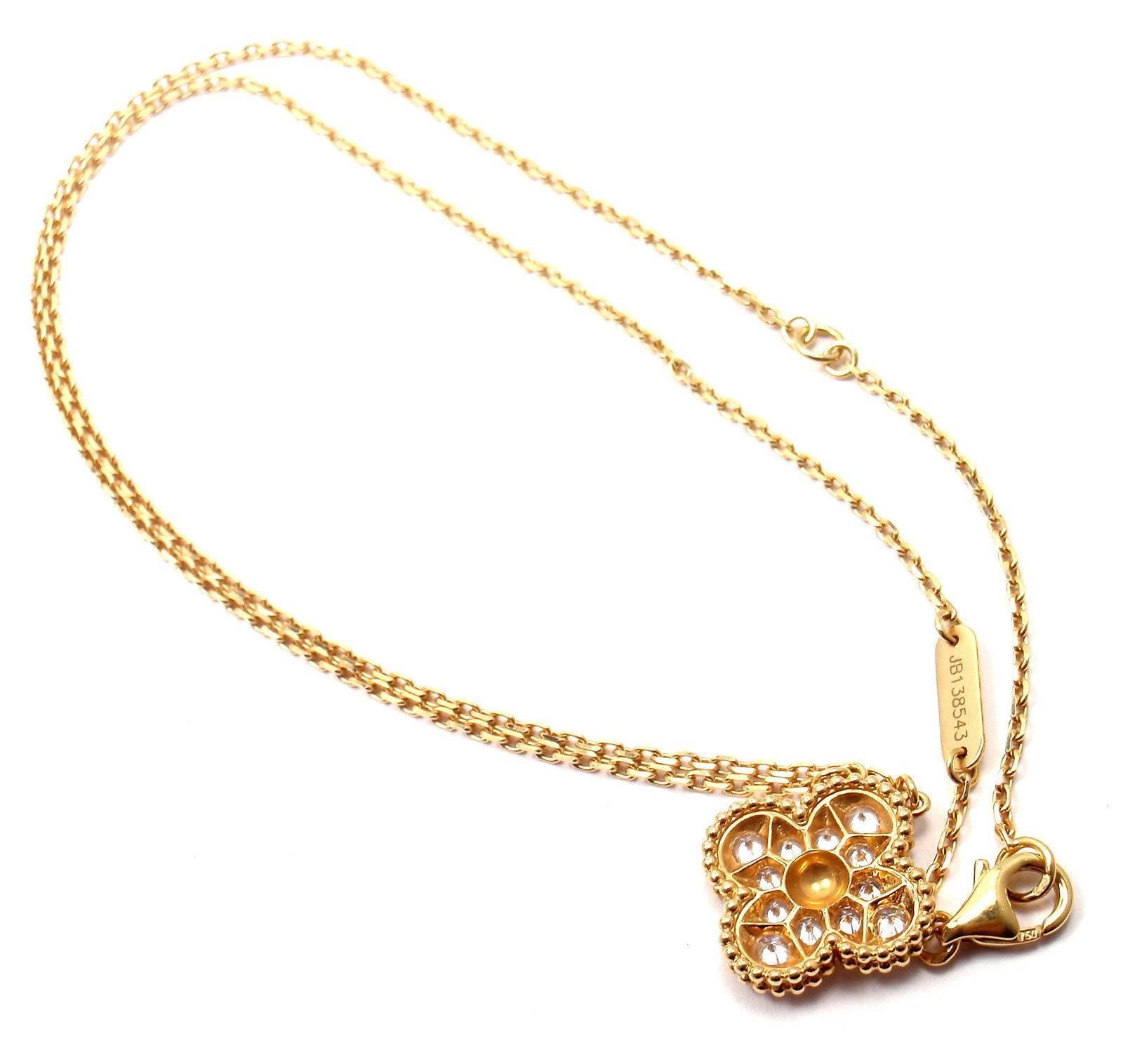 Van Cleef & Arpels Vintage Alhambra Diamant Gelbgold-Anhänger Halskette 4
