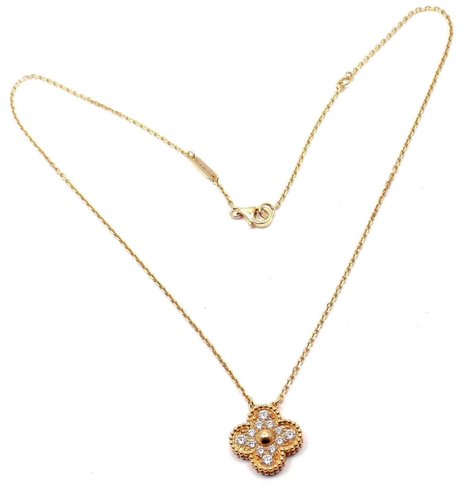 Van Cleef & Arpels Vintage Alhambra Diamant Gelbgold-Anhänger Halskette 6